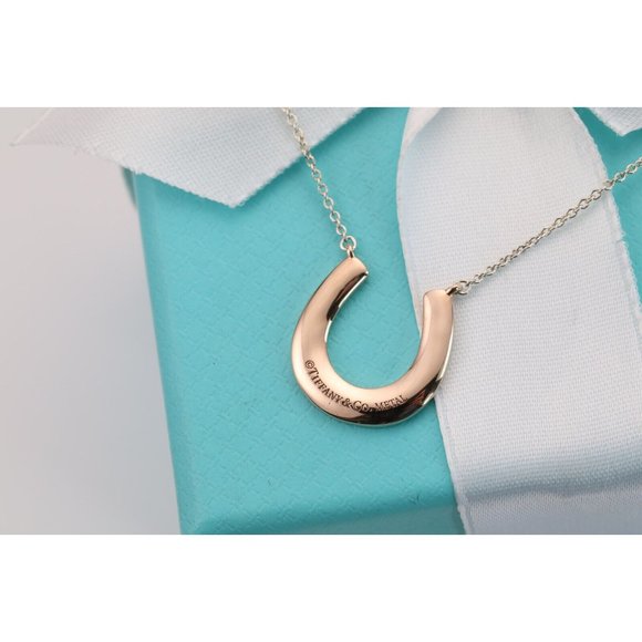 Tiffany & Co. Rubedo Gold Sterling Silver 1837 Horseshoe Pendant 18" Necklace - Picture 3 of 11